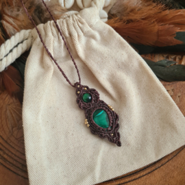 Macramé ketting Malachiet