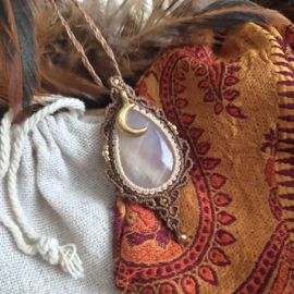 Macramé ketting  Maansteen