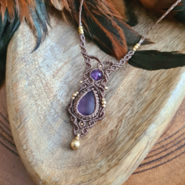 Macramé ketting Amethist