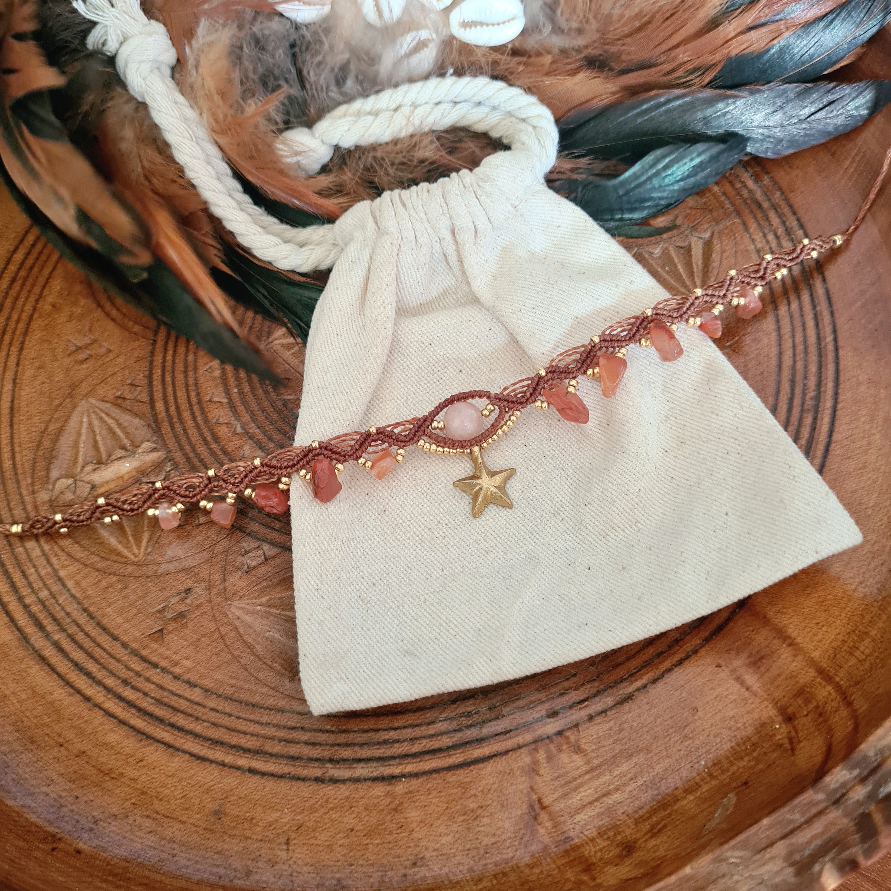 Macramé choker Chalcedoon