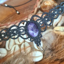 Macramé choker Amethist