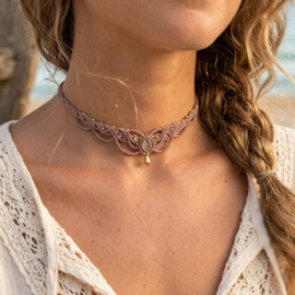 Macramé choker Opaal