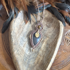 Macramé ketting Agaat en Tijgeroog