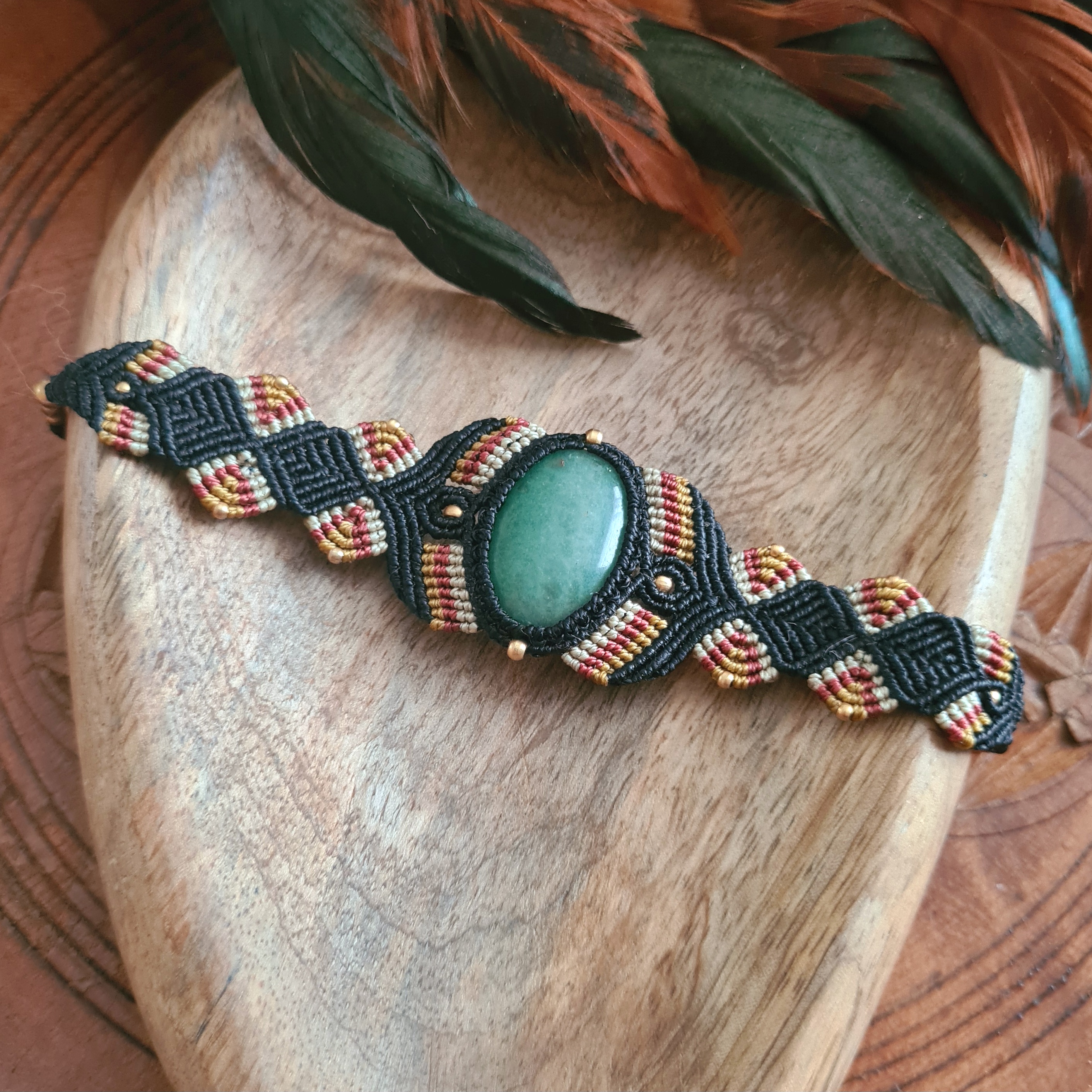 Macramé armband Aventurijn