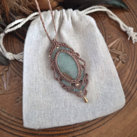 Macramé ketting Aquamarijn