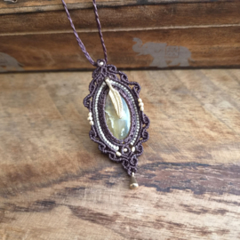 Macramé ketting  Lemon Opaal