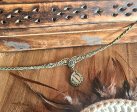 Macramé choker Abalone en Labradoriet