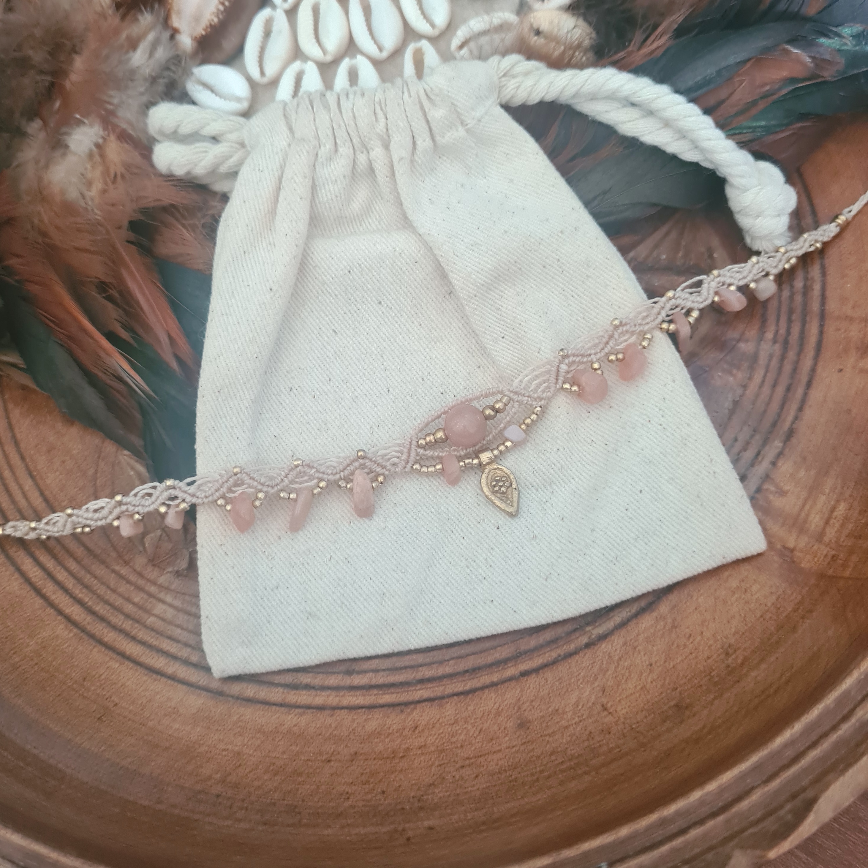 Macramé choker Maansteen