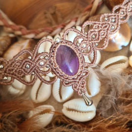 Macramé choker Amethist