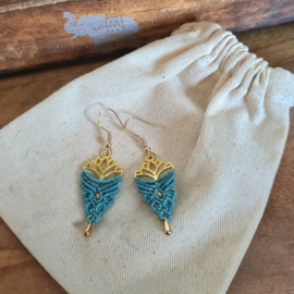 Lotus oorbellen Goud Turquoise