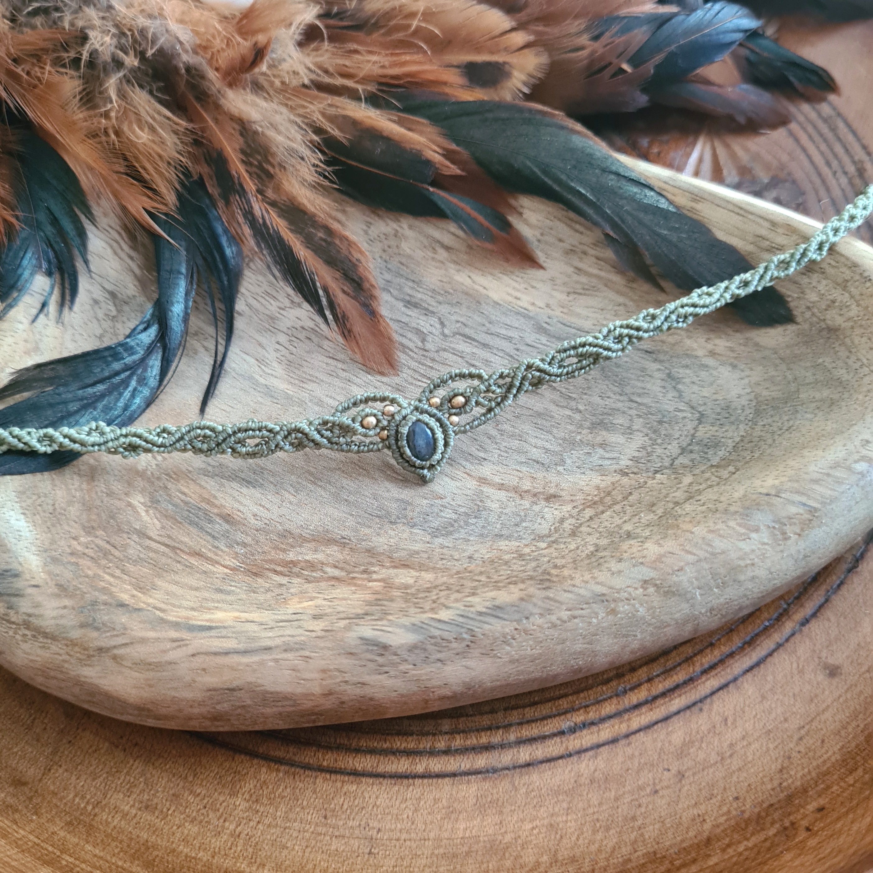 Macramé choker Labradoriet