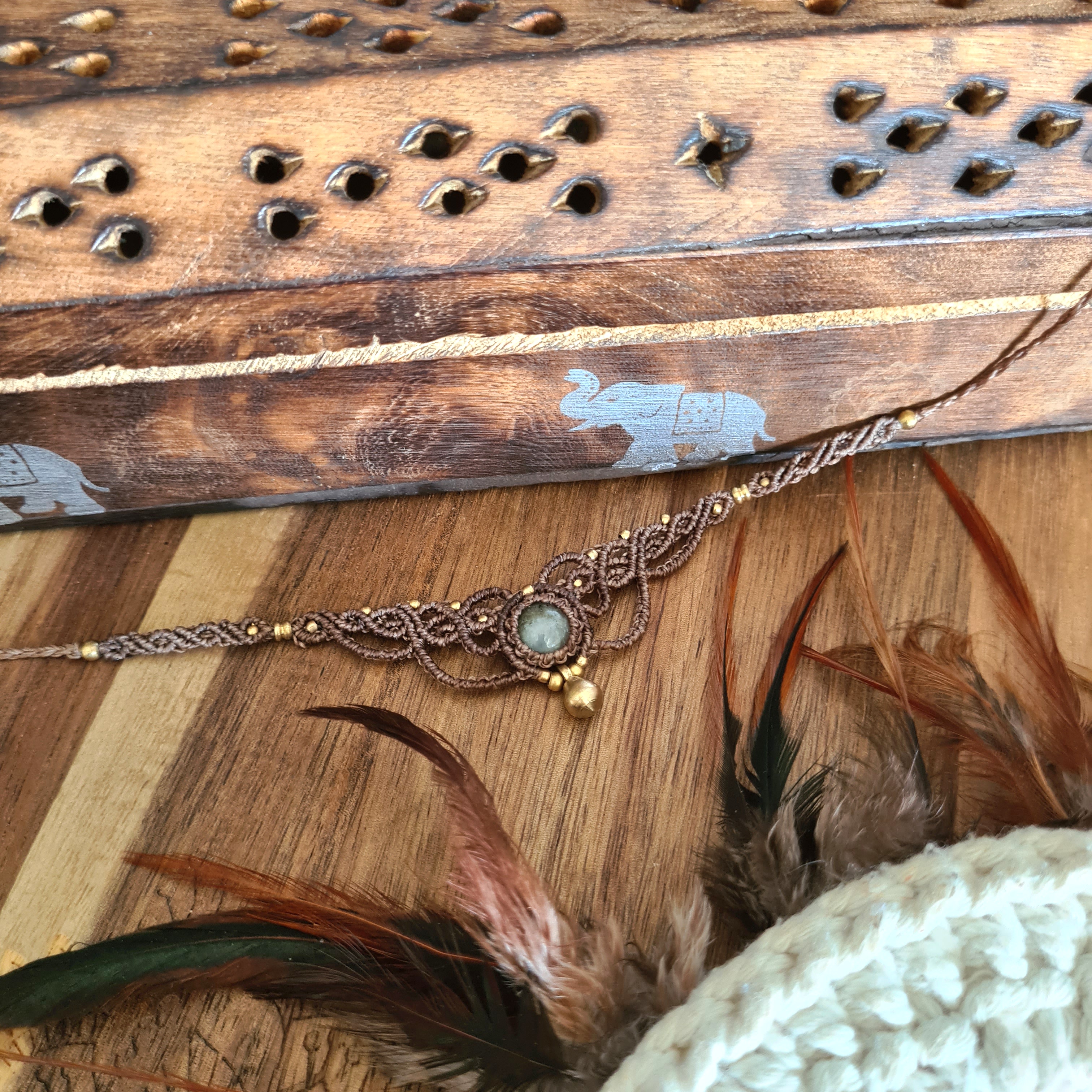 Macramé choker Labradoriet