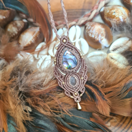 Macramé ketting Abalone en Labradoriet