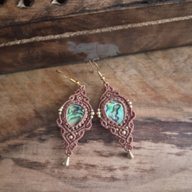 Macramé oorbellen Abalone