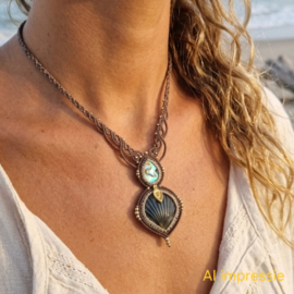 Macramé ketting Mermaid Abalone