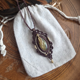 Macramé ketting  Lemon Opaal