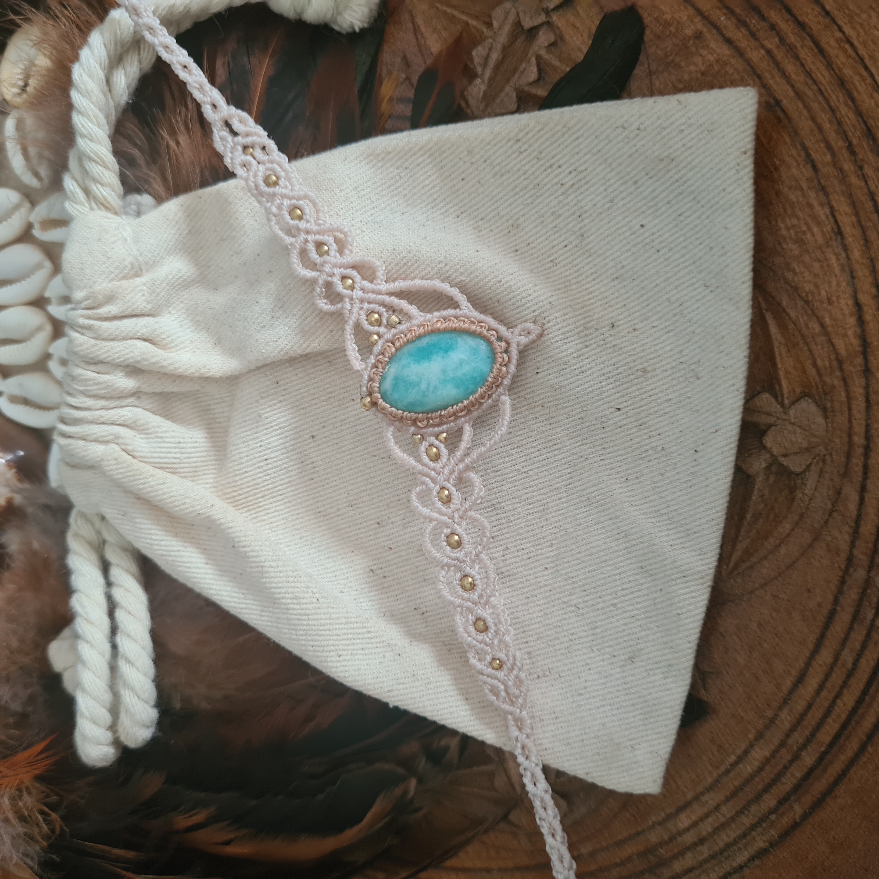 Macramé choker Amazoniet