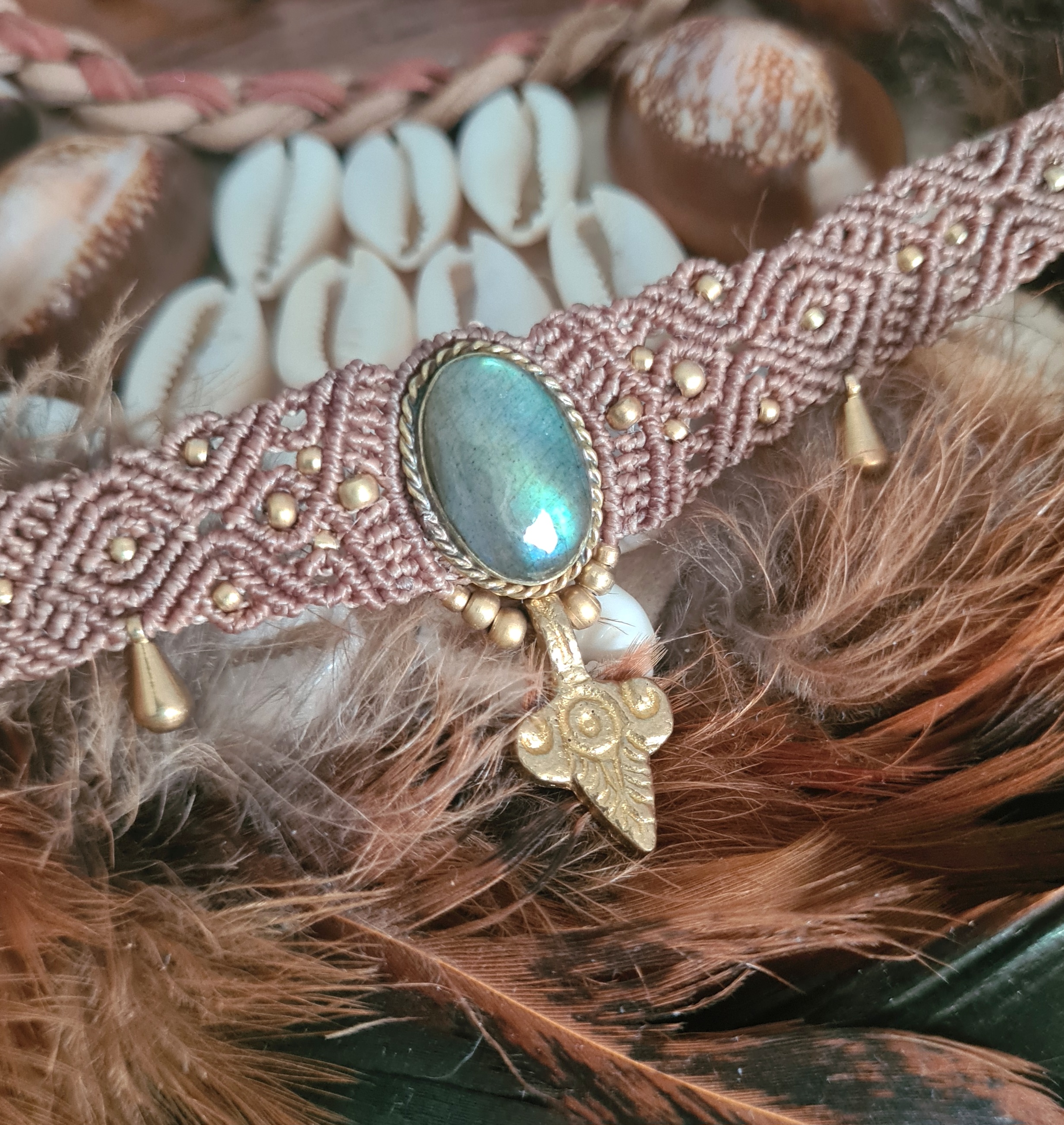 Macramé choker Labradoriet