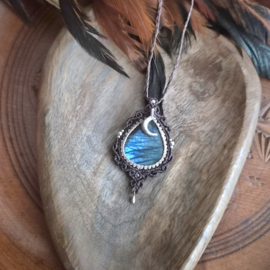 Macramé ketting Labradoriet