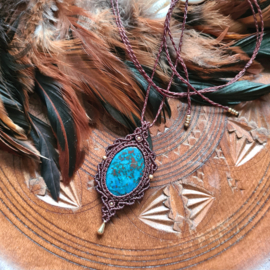 Macramé ketting Chrysocolla