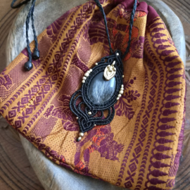 Macramé ketting Obsidiaan