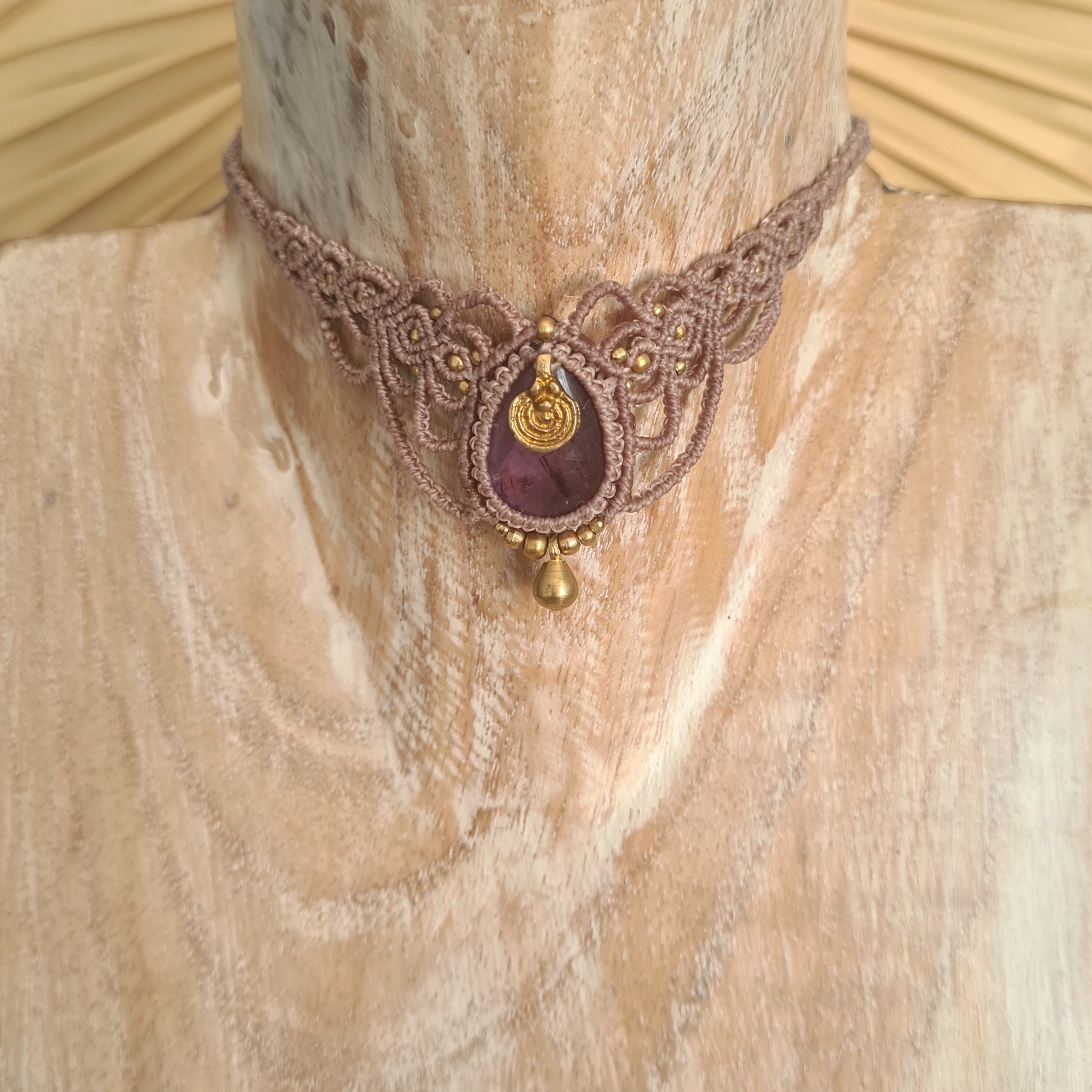 Macramé choker Amethist