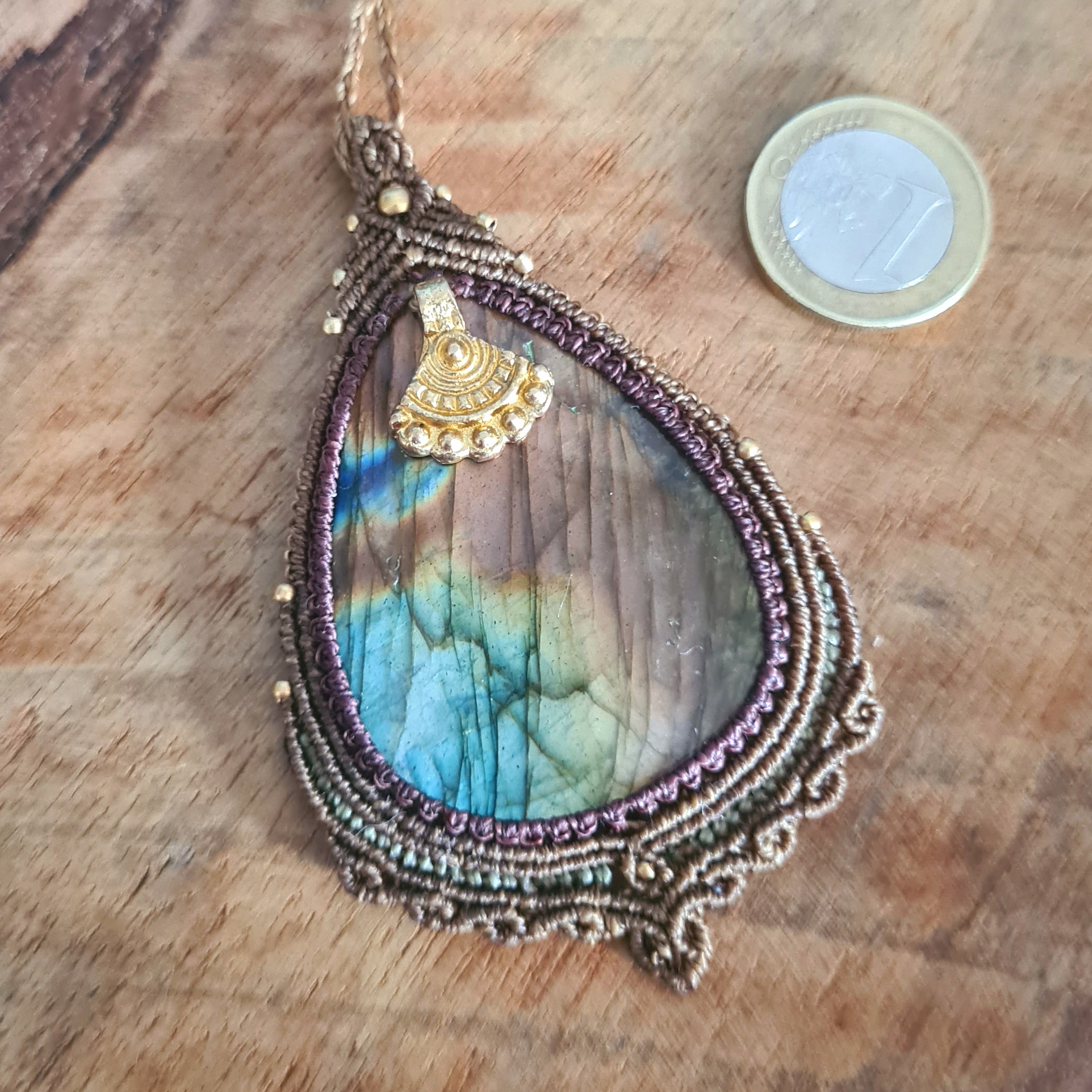 Macramé ketting Labradoriet