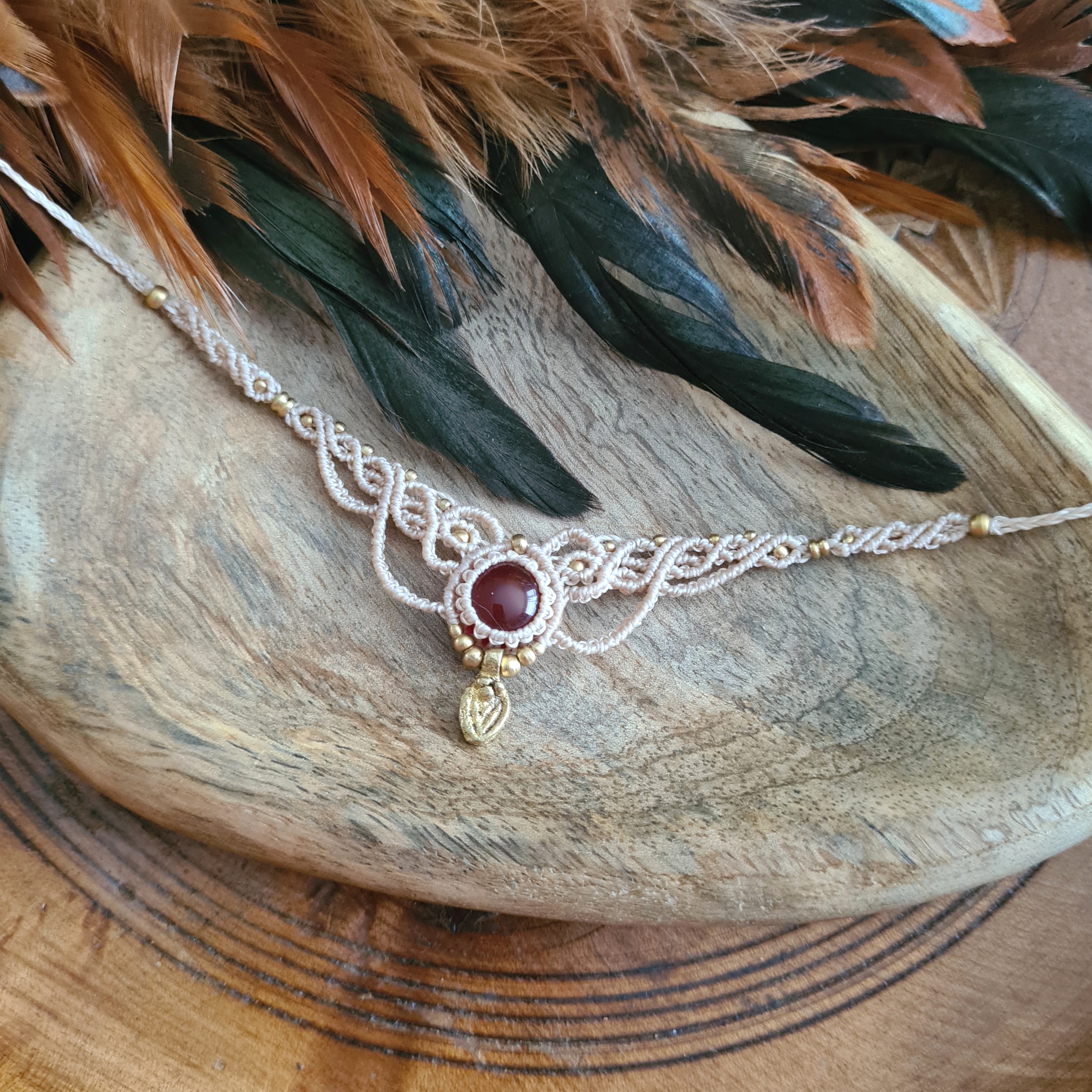 Macramé choker Carneool