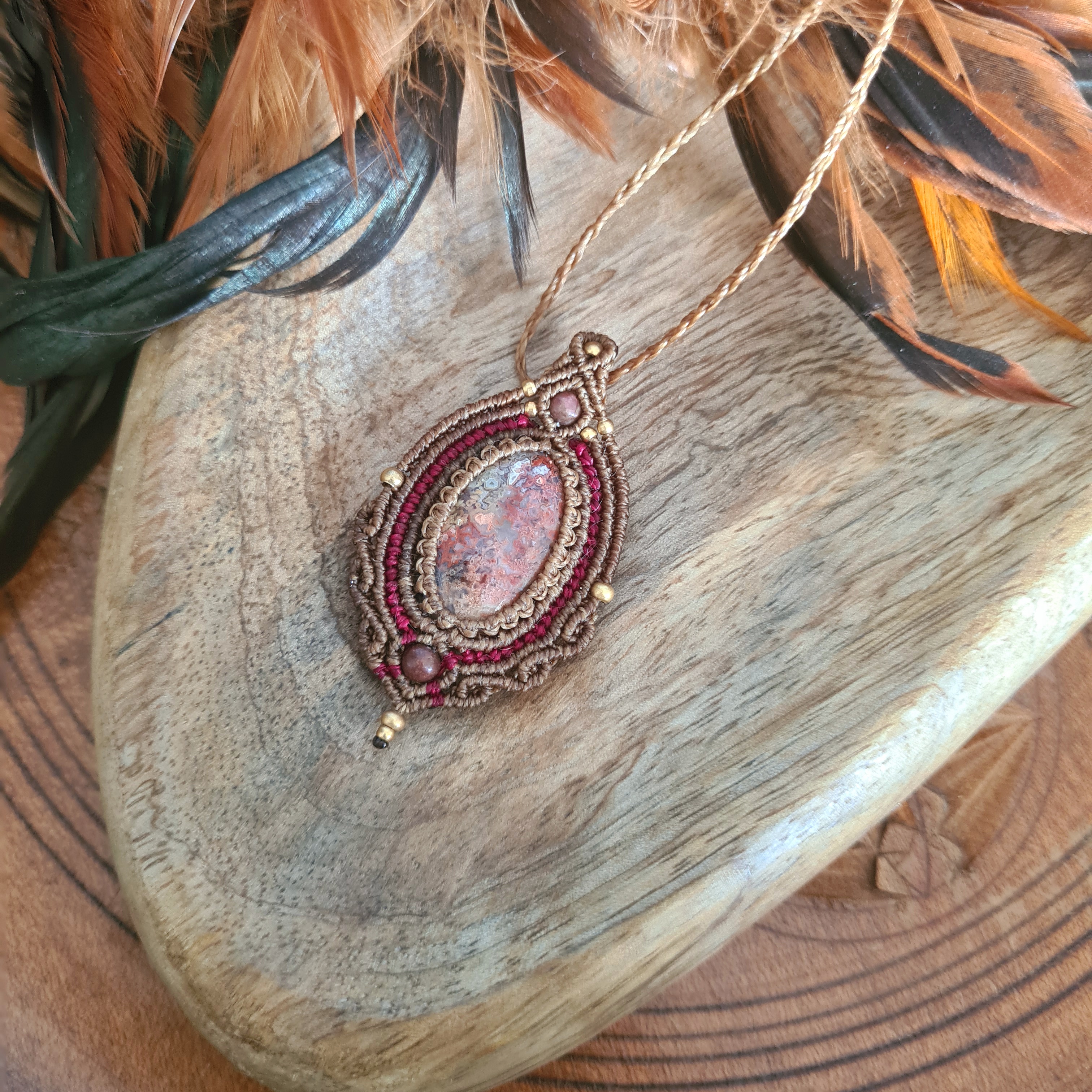 Macramé ketting Crazy Lace Agaat