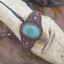 Macramé armband Prase Jaspis