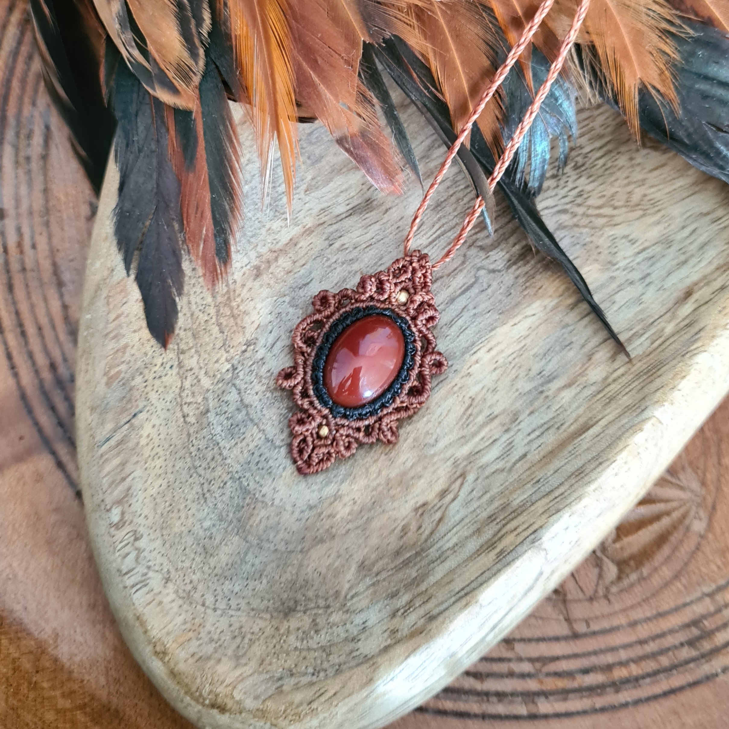 Macramé ketting Carneool