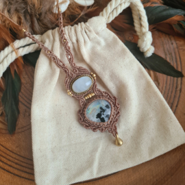 Macramé ketting dubbele Maansteen