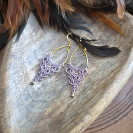 Boho drops oorbellen Mauve