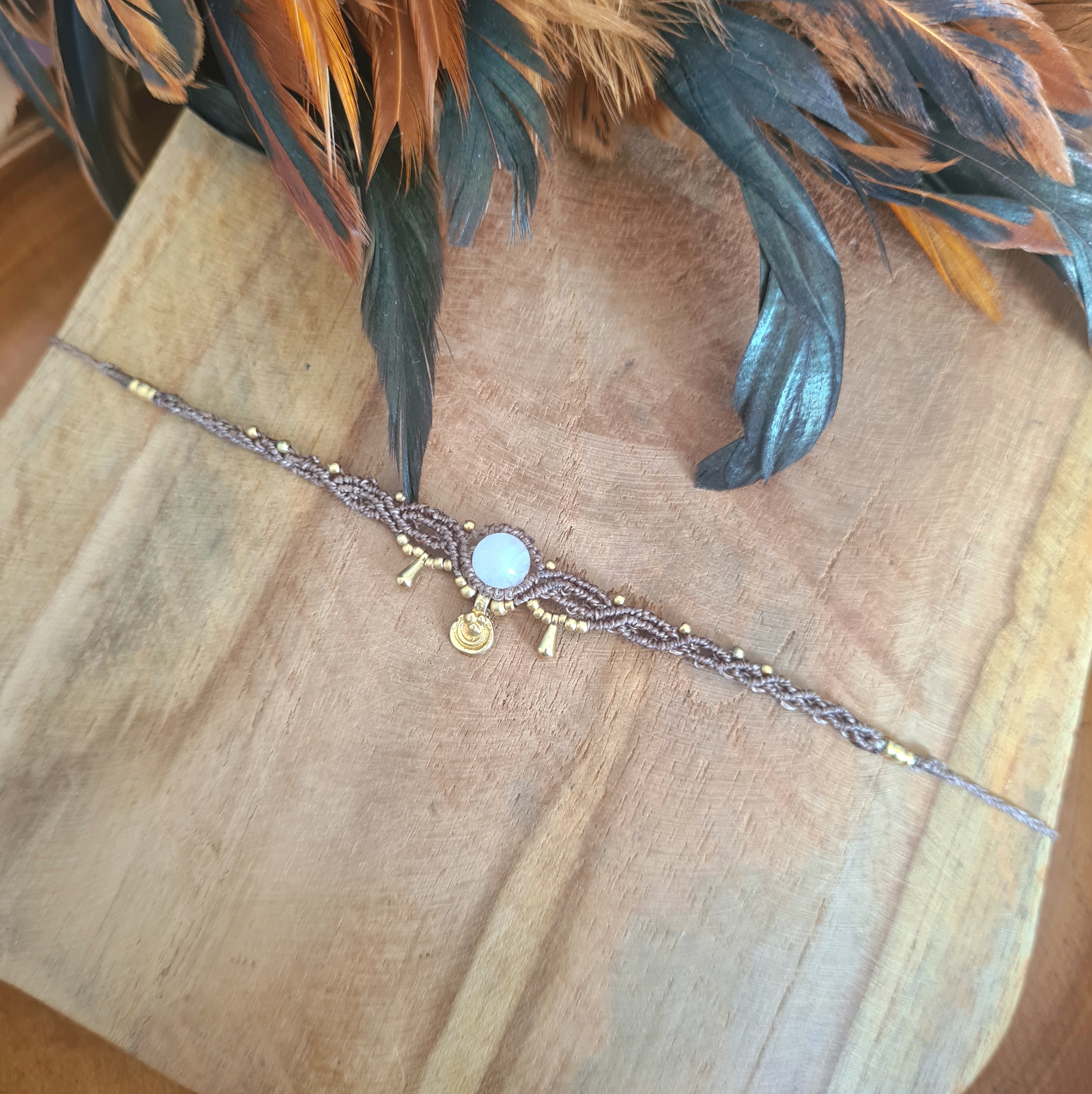 Macramé choker Maansteen