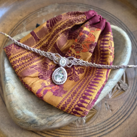 Macramé choker Labradoriet en Abalone
