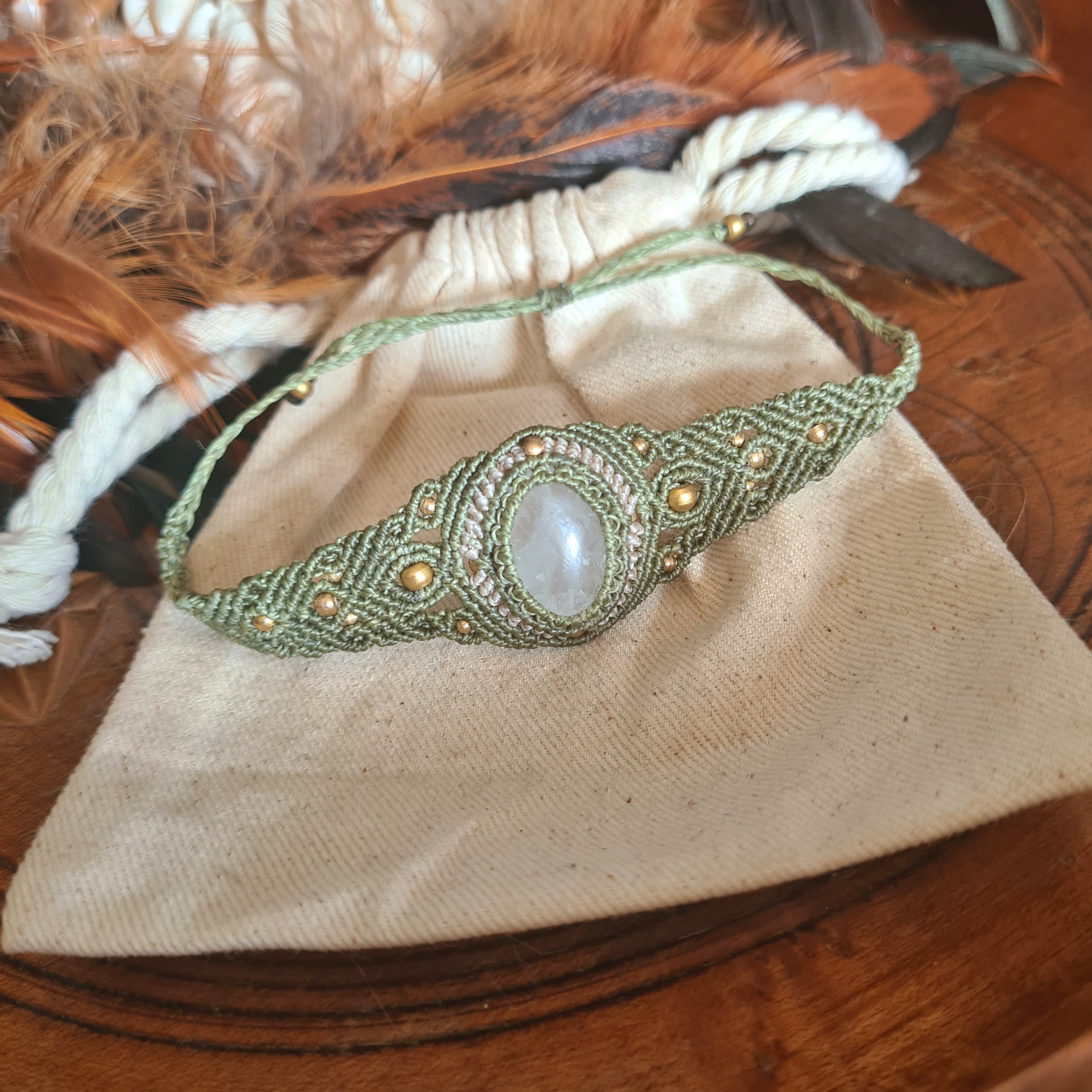 Macramé armband Bergkristal
