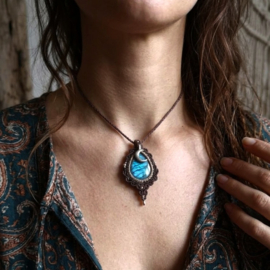 Macramé ketting Labradoriet