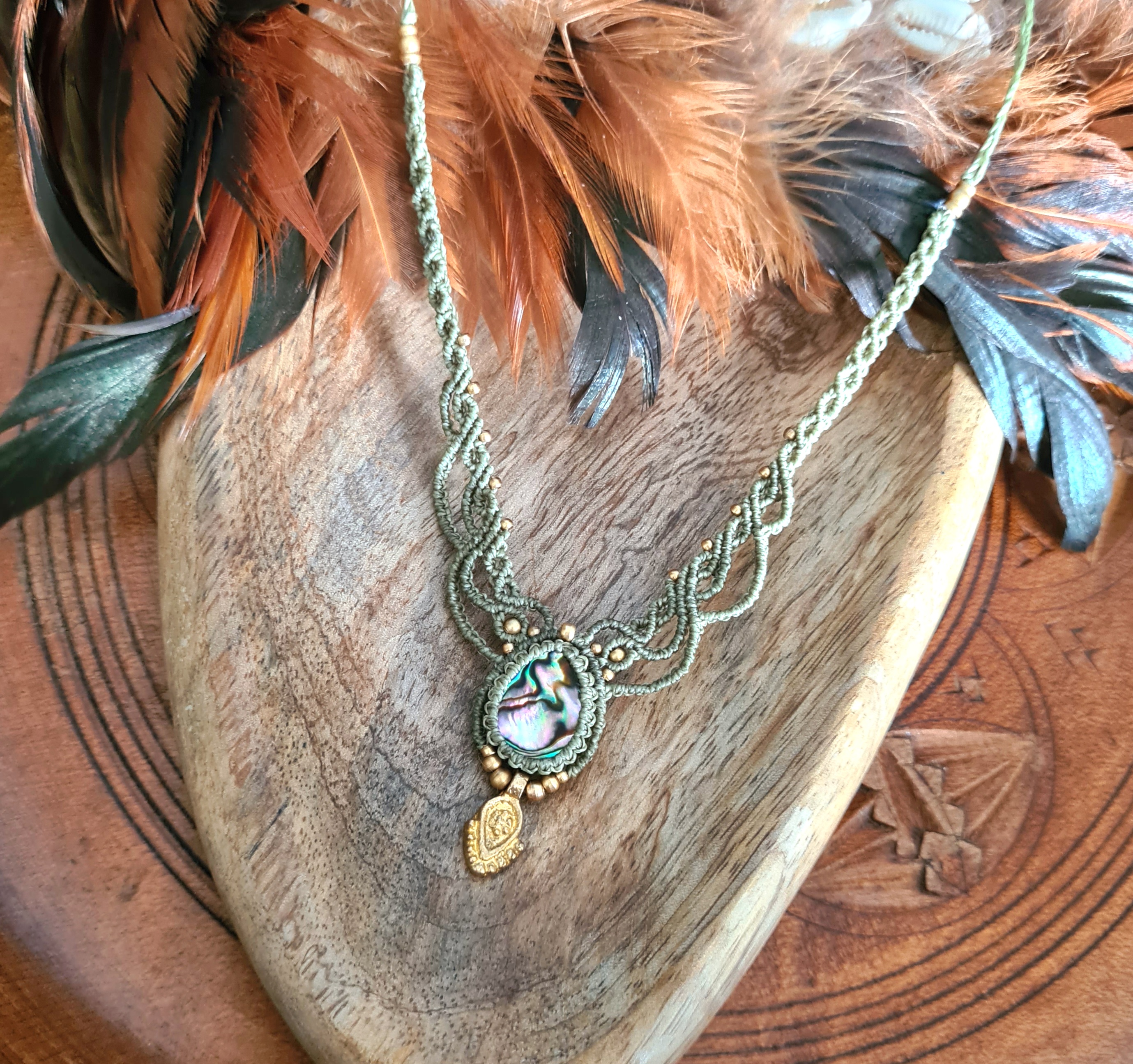 Macramé ketting Abalone