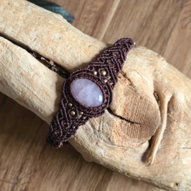 Macramé armband Rozekwarts