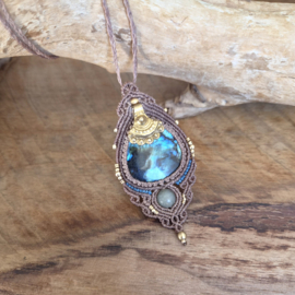 Macramé ketting Labradoriet