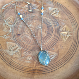 Stone wrapped ketting Labradoriet
