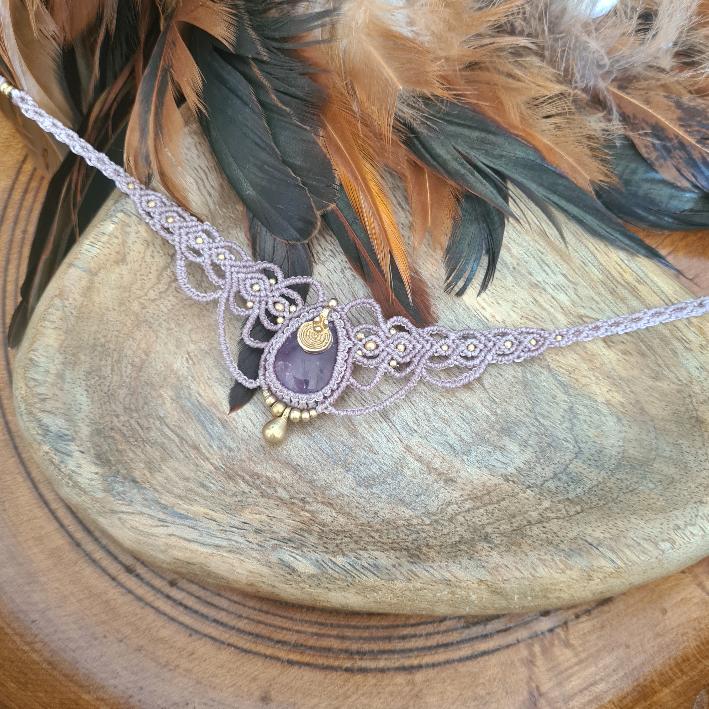 Macramé choker Amethist