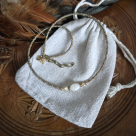 Ibiza Pearl Rocailles Picasso ketting (brown )