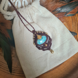 Macramé ketting Amazoniet