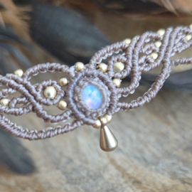 Macramé choker Opaal
