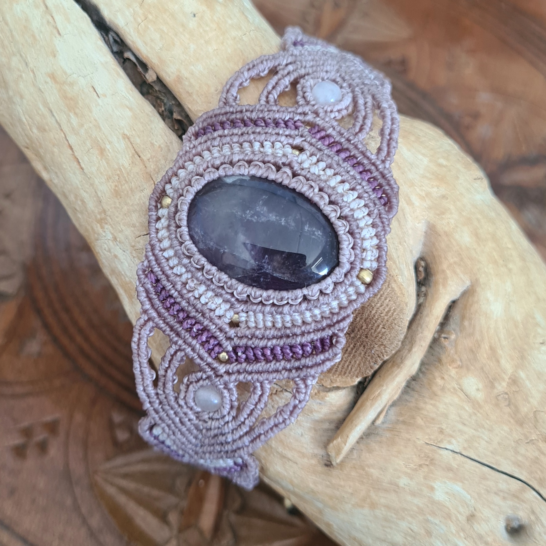 Macramé armband Amethist