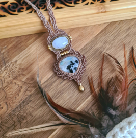 Macramé ketting dubbele Maansteen