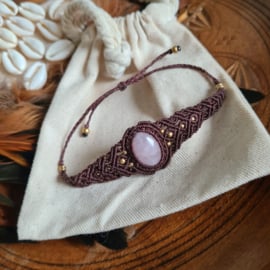 Macramé armband Rozekwarts