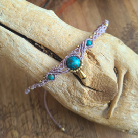 Macramé enkelbandje Chrysocolla