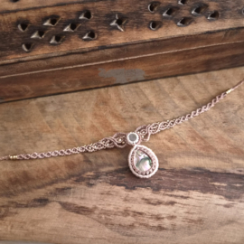Macramé choker Labradoriet en Abalone